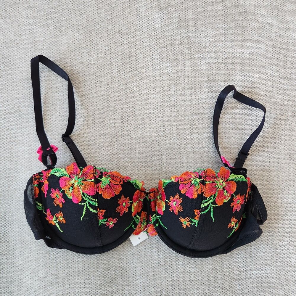 Adore Me 34B Black Floral Daphne Contour Bra NWT
